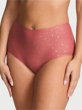 Victoria’s Secret Seamless High-Waist Briefs in Dusty Rose with Metallic Hearts